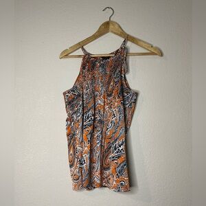 Ann Taylor Orange, Navy, & White Blouse Size Small Petite